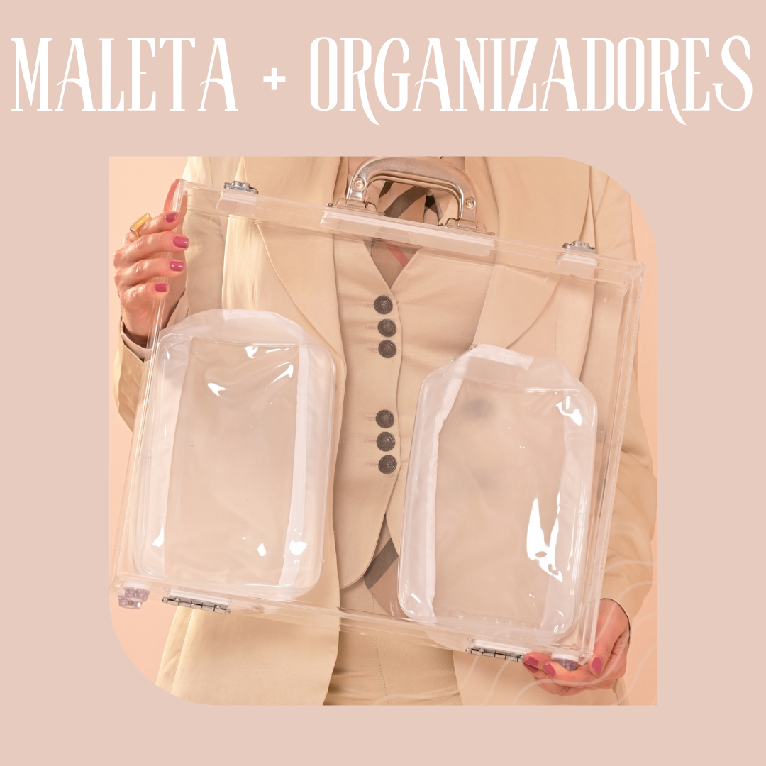 KIT maleta em acrílico com 2 organizadores